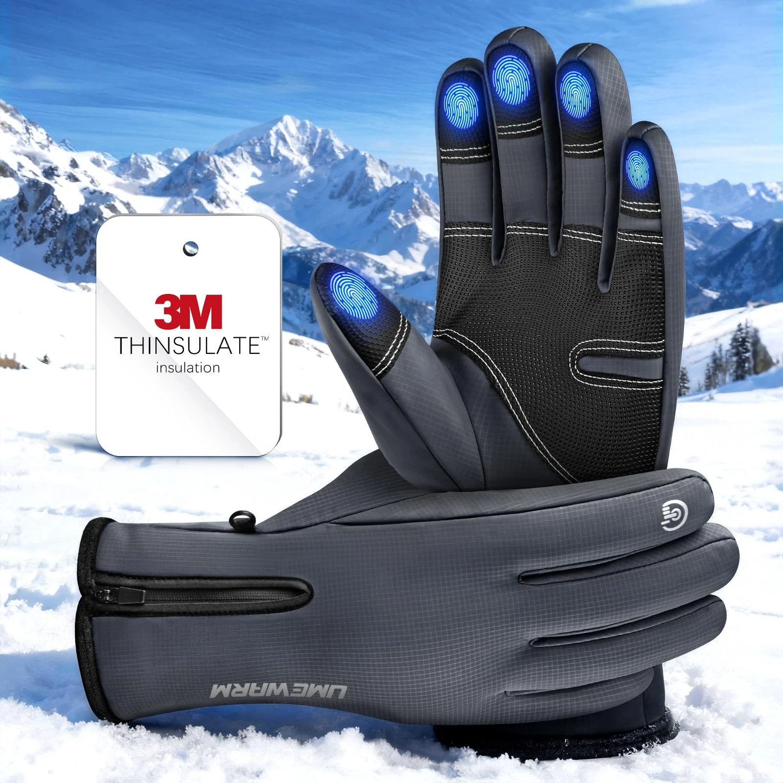 Winter Gloves Men Women Made with 3M Insulation, -20°F GEANI-TEX™ Waterproof ...