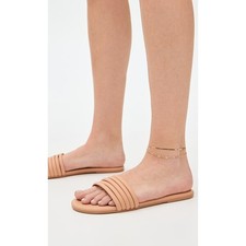 TKEES Serena Slides 8 Nude Sandals Slip On Tan Strappy Leather Neutral