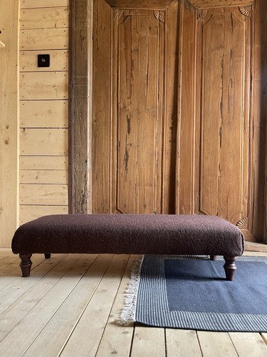 Footstool Ottomon coffee table handmade and covered in handwoven fabric - Picture 4 of 6