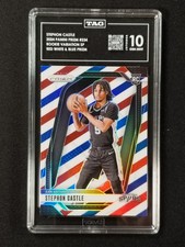 2024-25 Panini Prizm #234 Stephon Castle Prizms Red White and Blue Rookie TAG 10