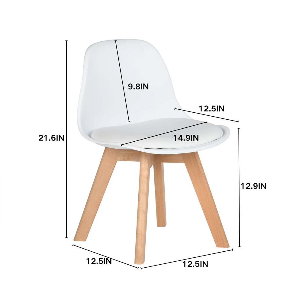 Juego de sillas de comedor para niños Homy Casa de 2/4 sillas de PP y PU para niños pequeños con patas de madera Foto 3 de 4