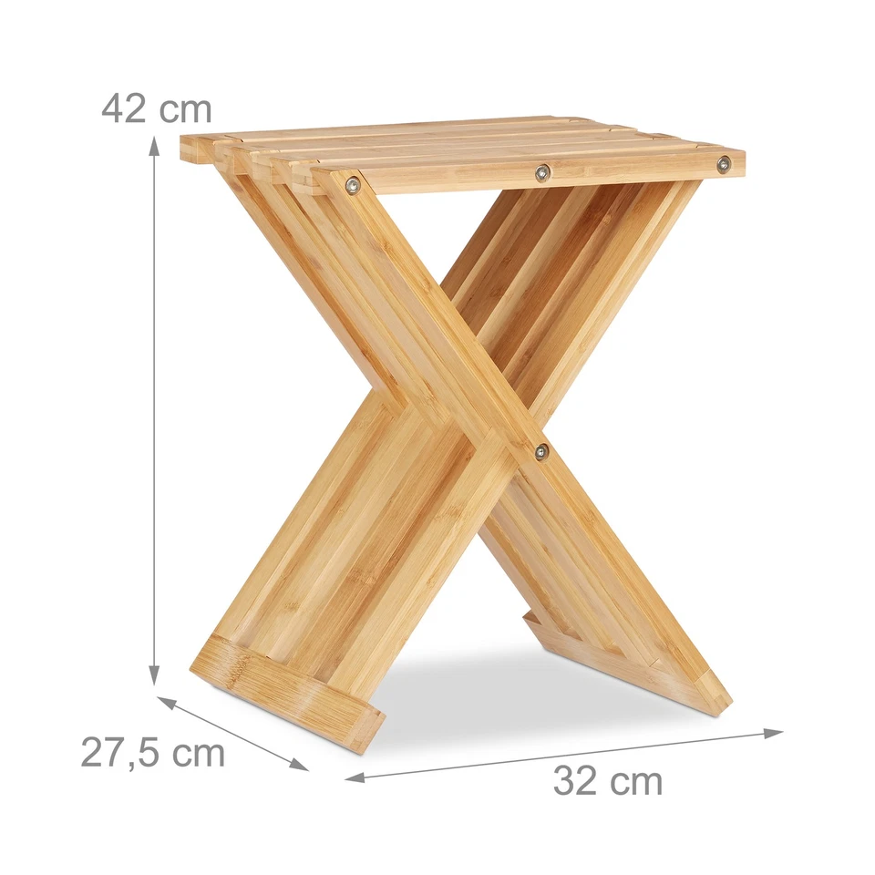 Klapphocker bambus Faltbarer Hocker 3 kg leicht Bambus Hocker belastbar - Bild 4 von 4
