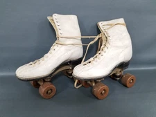 Vintage White Leather Chicago Roller Skates #78P No Size For Restore