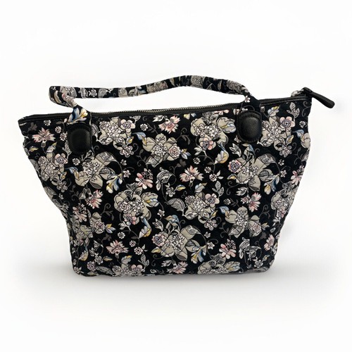 Vera Bradley Black and Watercolor Floral Shoulder Bag Quilted Purse - Picture 2 of 18