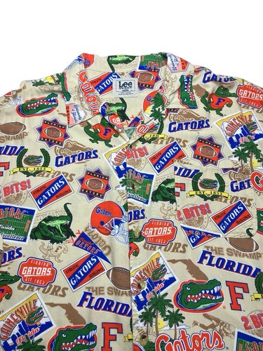Lee Sport Florida Gators Hawaiian Style Button Up Shirt Sz 2XL All Over Print - Picture 2 of 8