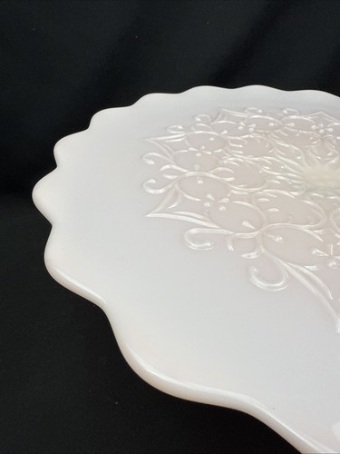 Fenton Rose Rosa Spanische Spitze Kuchenständer mit Pastal 13" GROß Atemberaubend! Vintage - Bild 4 von 10