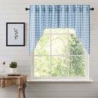 Farmhouse Swag Pair Blue Rod Pocket Annie Kitchen Window Curtains VHC Brands