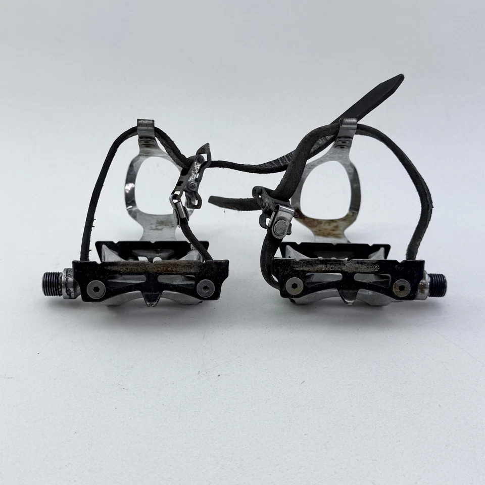 Pedales ciclónicos SunTour de colección Christophe clips especiales para dedos correas CR-MO A19 Foto 2 de 4