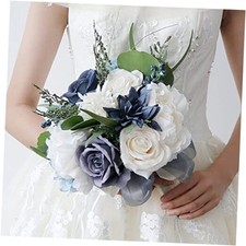 Wedding Bouquet Artificial Roses Flower Bride Bridal Bouquets Navy Blue