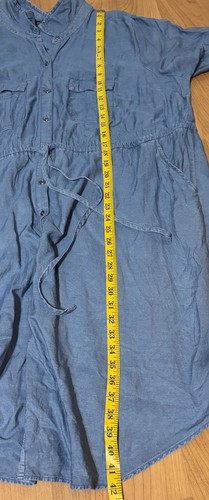 Torrid Women’s XXL (2) Blue Chambray Button Front Drawstring Shirt Midi Dress - Picture 6 of 12