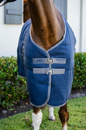 Horseware Rambo Stable Rug New Microfibre MediumWeight 200g Navy/Black 5'6'-7'3' - 第 11/21 張圖片