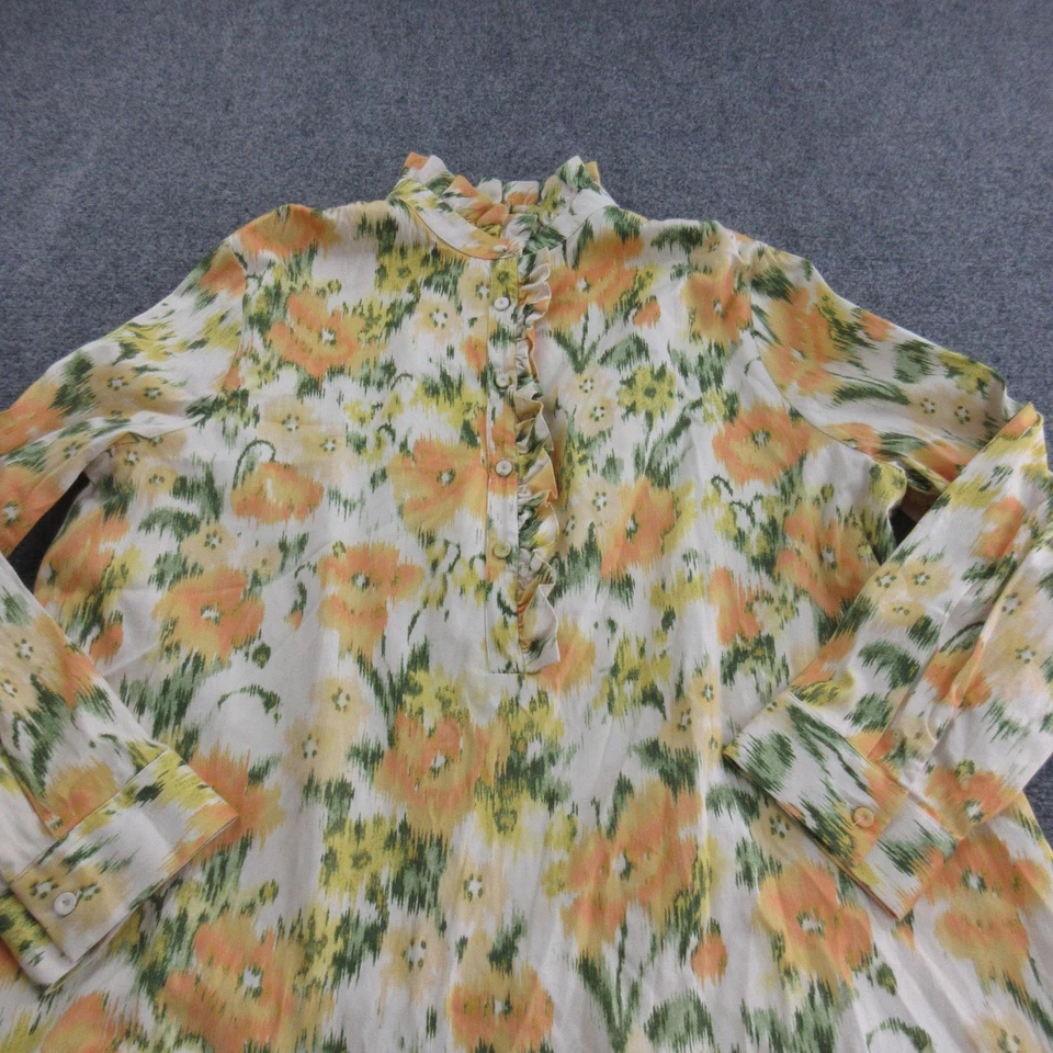 Tuckernuck Dress Womens XL Yellow Floral Ruffle Drop Waist Long Sleeve Boho - Image 2 of 4