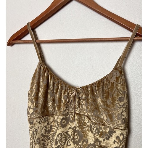 Y2K Guess Collection Gold Babydoll Velvet Burnout Cami Top Sz Small Vintage - Picture 2 of 8