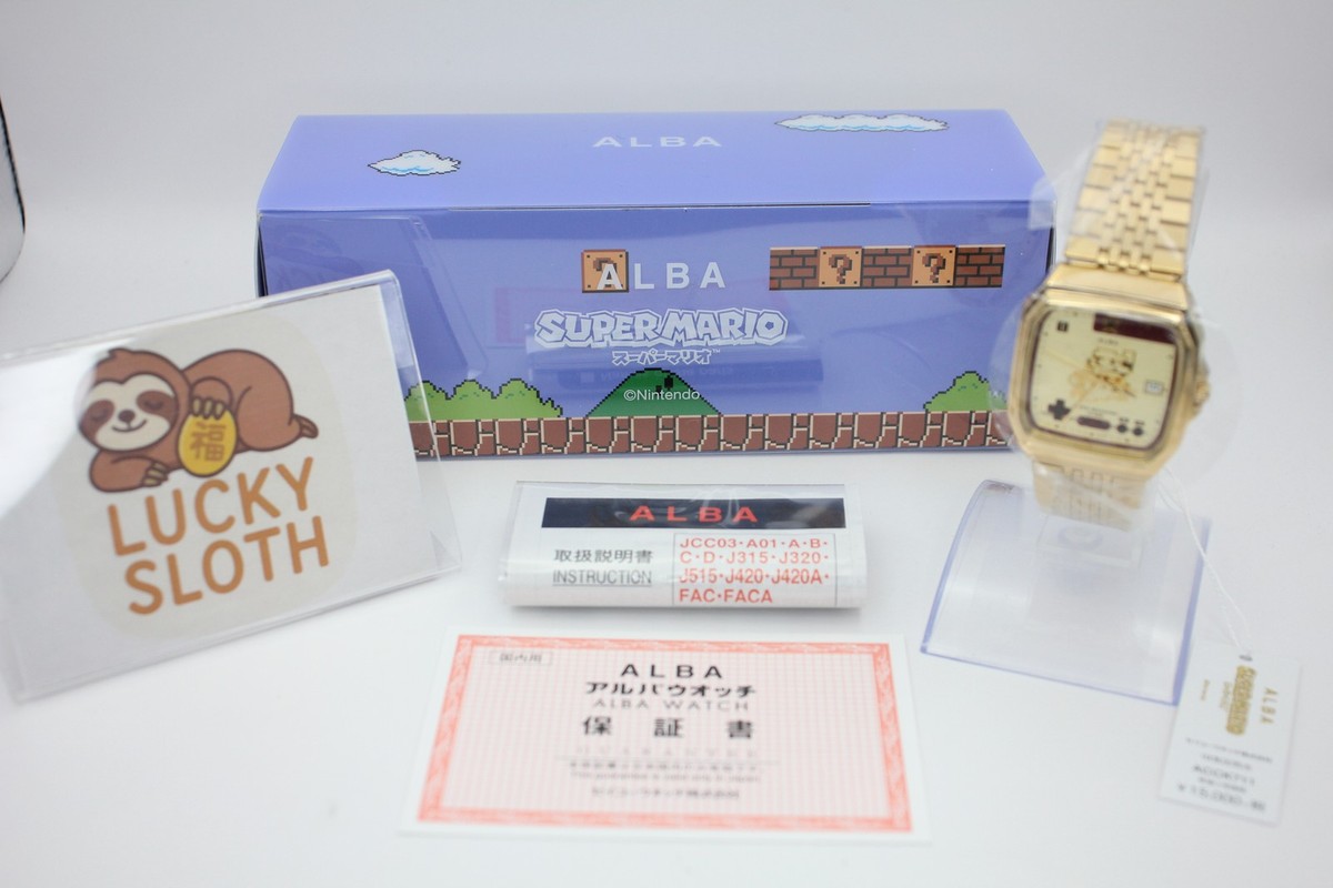 時計 SEIKO ALBA Star Mario Famicom gold watch Seiko Alba ACCK711 Super Mario Brothers Collaboration Gold