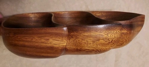 VTG Signed Blair Hawaii Monkey Pod Serving Bowl Candy Nut Dish 3 Section Divided - Picture 6 of 10