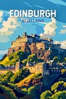 Edinburgh Castle Vintage Retro Illustrated  Large Photo Fridge Magnet Souvenir