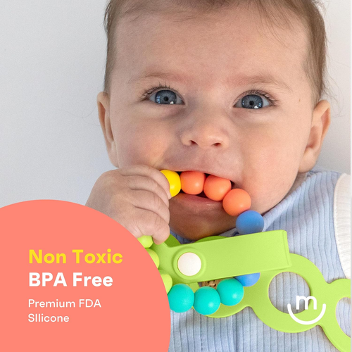 On-The-Go Tether - Stretchable Silicone Teether & Pacifier Clip - Baby Travel Es - Picture 5 of 12