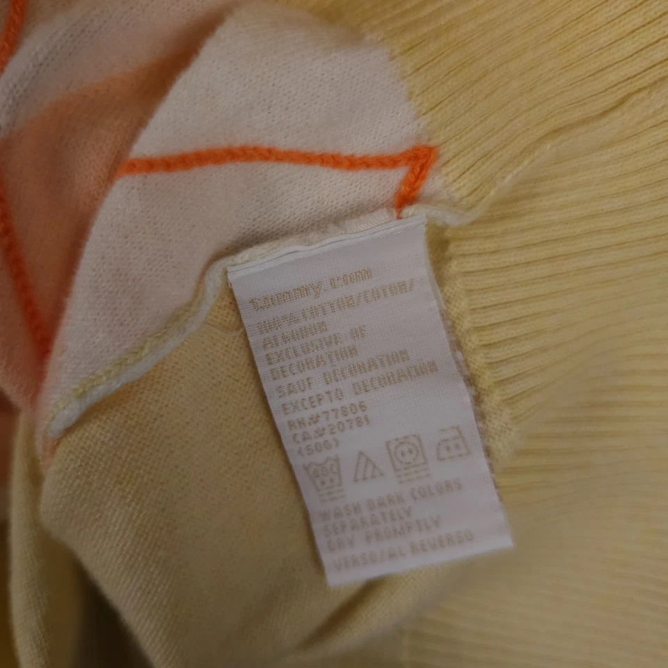 Tommy Hilfiger Sweater Womens XL Yellow Orange Argyle Short Sleeve Academia Knit - Image 4 of 4
