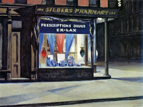 "Arte de pared con lona o estampado ""Drug Store-Edward Hopper"" - Imagen 2 de 2