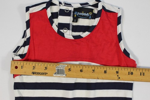 Girls Navy White Stripes Red Short Romper Drawstring Waist Made in USA NEW 5 - Picture 5 of 7
