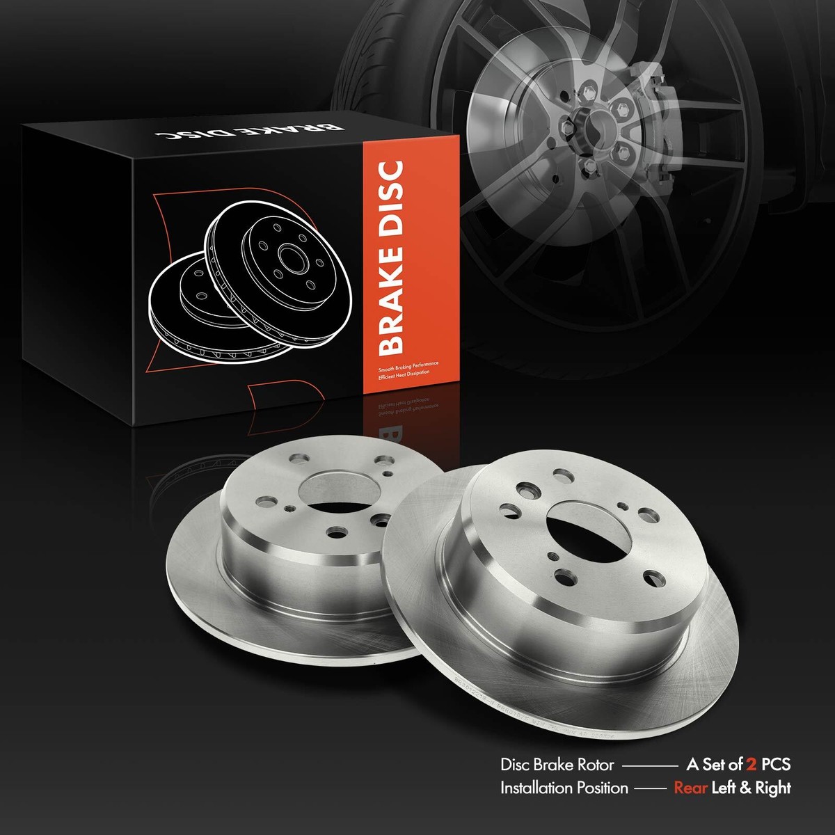 Detroit Axle Rear Disc Brake Rotors (Pair) For Lexus ES300 & Toyota Camry Solara (1997-2001) - View #3