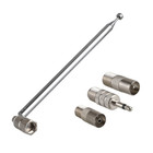 New F Type Telescopic Aerial Antenna 75 Ohm with TV / 3.5 Adapter For FM Radio