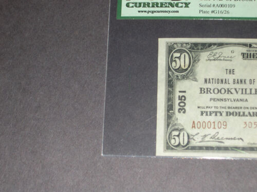 $50 TY2 Brookville Pennsylvania PCGS58 Charter 3051 Serial Number A000109 - Picture 4 of 9