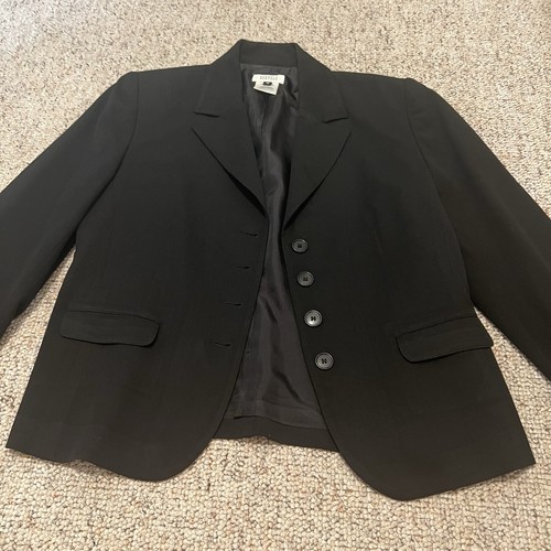 Barneys New York Women's Long Sleeve Fully Lined Four Button Blazer Black SZ 10 - Imagen 4 de 10