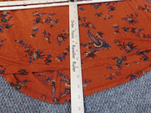 Lucky Brand top 2X Orange floral linen pullover womens geometric modal string - Picture 13 of 14