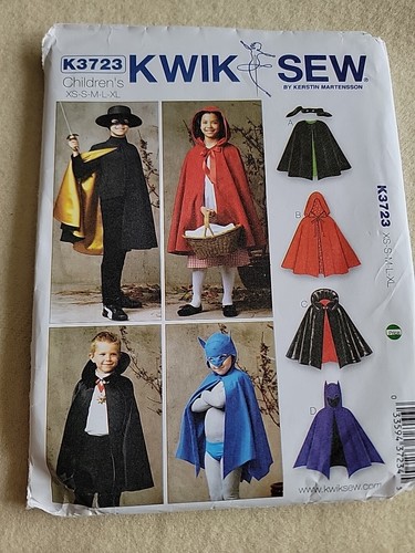 KWIK SEW SEWING PATTERN K3723 Children's Capes Batman Witch Little Red Riding