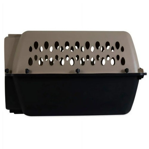 Vari Plastic Travel Dog Kennel 24" Crate for Pets 10-20 lbs, Taupe/Black - Picture 2 of 5