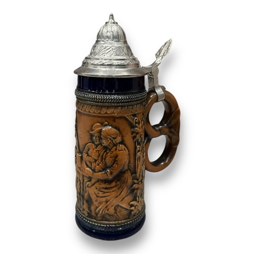Vintage German Beer Stein Lidded Dertrunk Sei Klar, Dein Leib Sei Rar Pretzel - Picture 9 of 14