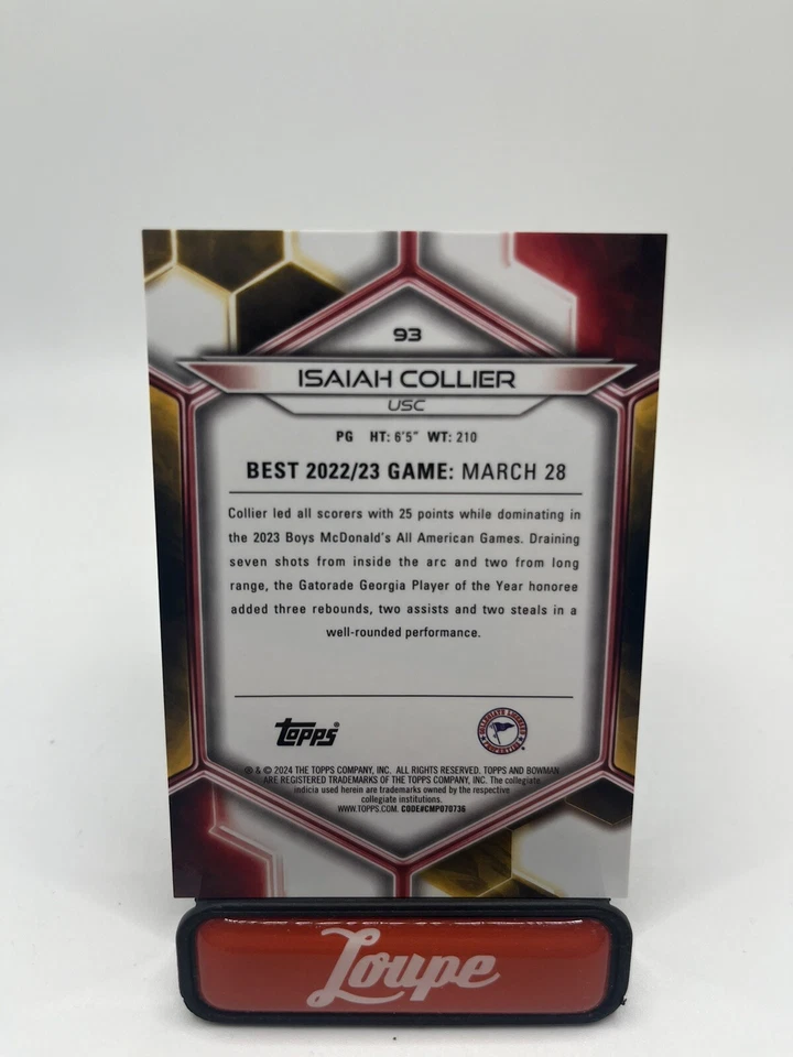 Isaiah Collier 2023 Bowman Best University Geometric Teal 8/15 #93 USC Trojans - Image 3 of 3