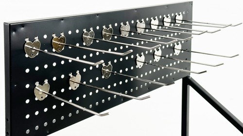 4 Shelves Angled Mobile Merchandising Rack display, Black - Picture 4 of 7