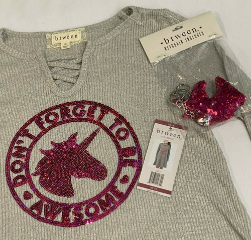 GIRL'S Btween RIBBED LONG SLEEVE SEQUIN SWING DRESS w/ KEYCHAIN, PINK/GRAY - Picture 9 of 15