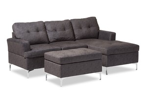 Baxton Studio Riley Grey Fabric 3-Pcs Sectional Sofa with ... Baxton Studio Riley Grey Fabric 3-Pcs Sectional Sofa with ... on Riley 3 Piece Sectional Charleston id=73349