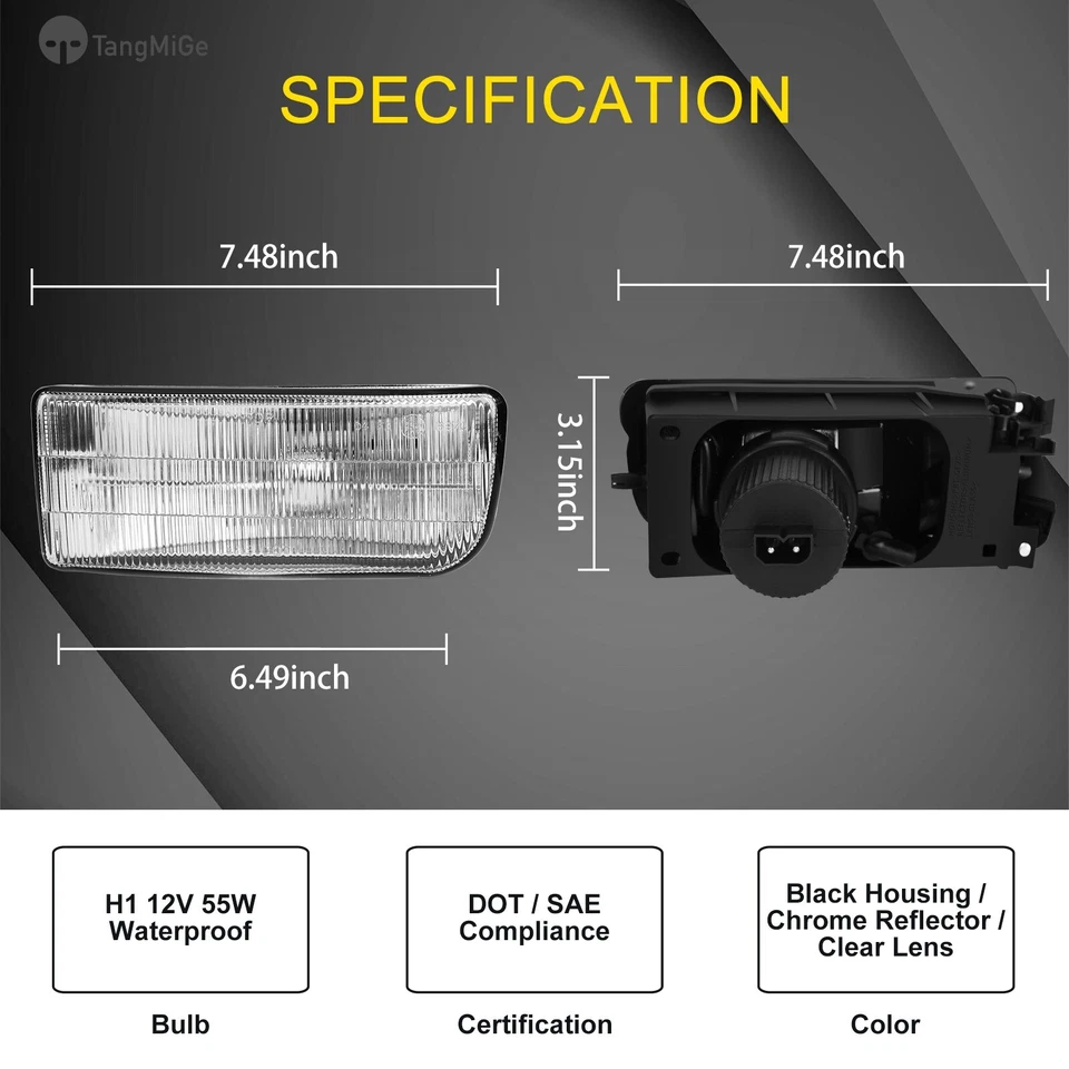 Fog Lights Compatible With 1992-1999 BMW M3 E36 Selected Models H1 55W OE Clear — 第 2/4 张图片