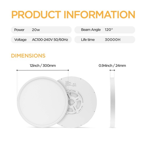 TALOYA 2 Pack 12 Inch LED Flush Mount Ceiling Light Fixture for Living Room B... - Picture 3 of 7
