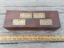 Vintage Wood  Brass Dominoes Set