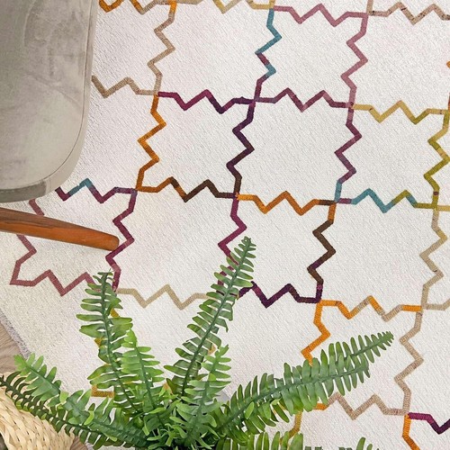 Moroccan White Washable Area Rugs for Living Room Bedroom Kitchen Decor Cotton R - 第 7/8 張圖片