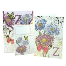 PUNCH STUDIO FLORAL MONOGRAM POUCH NOTE CARDS- #56976Z (Z)