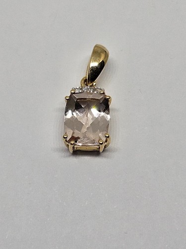 Colgante de morganita y diamante mutala de oro de 9 quilates (1,08 g) certificado Gemporia