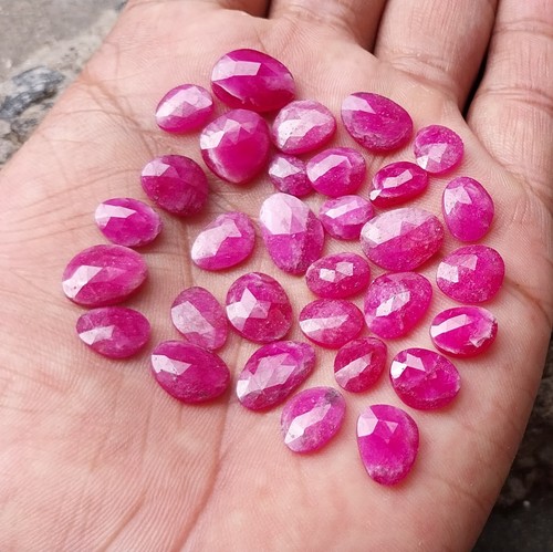 90 Kt 6x8 bis 9x13 mm Glas Feld Rosa Farbe Rubin Rosenschliff 31 Stück Lot Edelstein - Bild 16 von 24