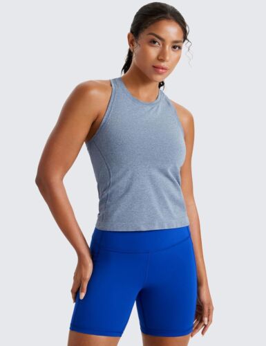 Seamless Womens Breathable Workout Tank Tops Racerback High Neck Sleeveless