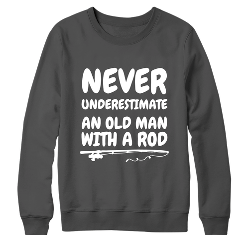 Niemals Underestimate an Old Man Mit Stange Sweatshirt Fischer Hunter Neuheit - Picture 5 of 16