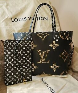 ventilation embargo Pogo stick spring LOUIS VUITTON Authentic Jungle Giant Black Caramel Neverfull MM Monogram Bag  | eBay