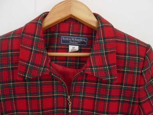 CHAQUETA, ABRIGO MUJER BLAZER ROJO A CUADROS NORTON McNAUGHTON TALLA PEQUEÑA 6 - Imagen 2 de 5
