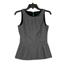 White House Black Market Sleeveless Dress Size 0 Black White Check Lined Womens