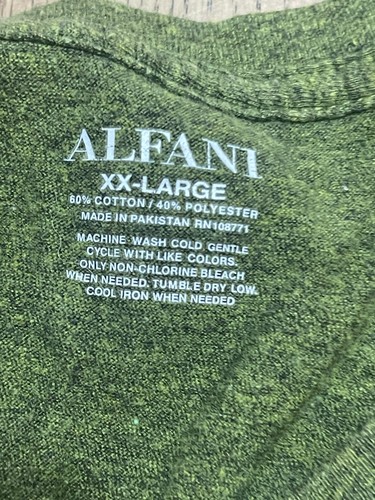 Alfani Shirt, Men's Size XXL, Green, Short Sleeve, V-neck - Picture 7 of 8