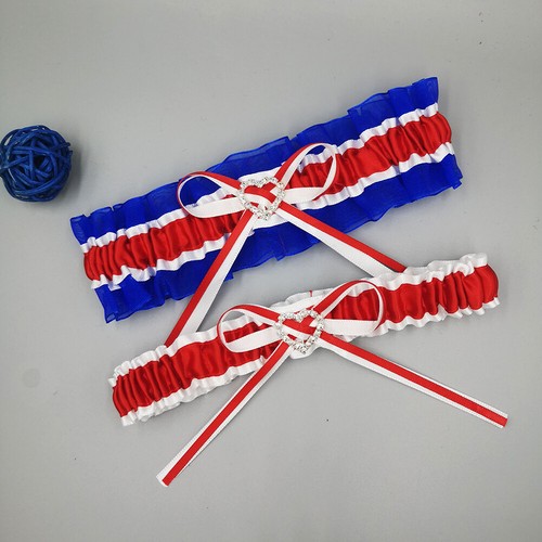 Braut Strumpfbänder für Braut Patriotisch Hochzeit Strumpfgürtel Set Rot Royal Blau Weiß - Bild 5 von 5